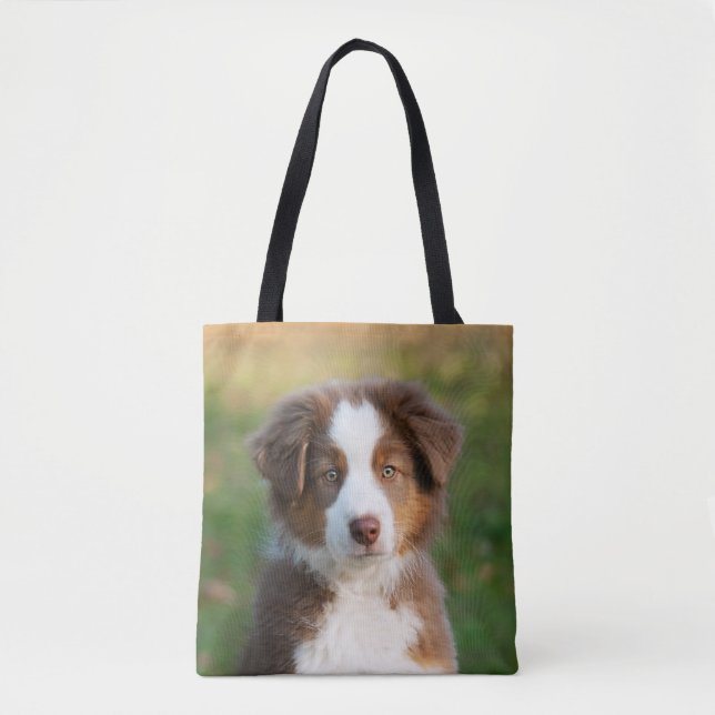 Niedliches australisches Schäfer-Hundewelpen-Foto Tasche (Vorderseite)