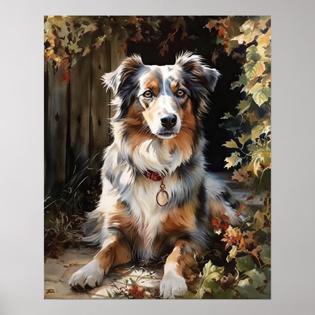 Niedliches australisches Shepherd Dog Art Print Po Poster (Vorne)