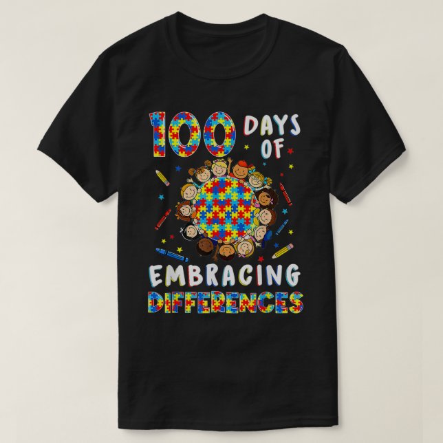 Niedliches Autismus Bewusstsein Embrace Unterschie T-Shirt (Design vorne)