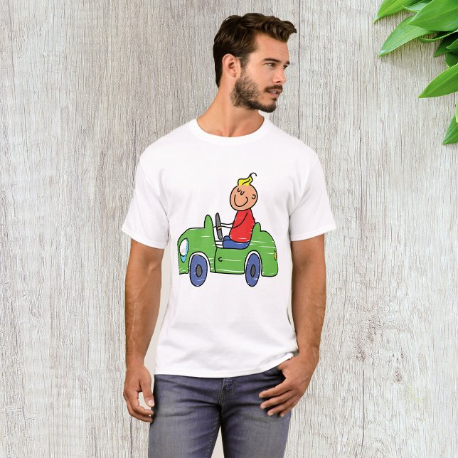 Niedliches Autofahren mit grünem Auto Kindervorfüh T-Shirt (Von Creator hochgeladen)