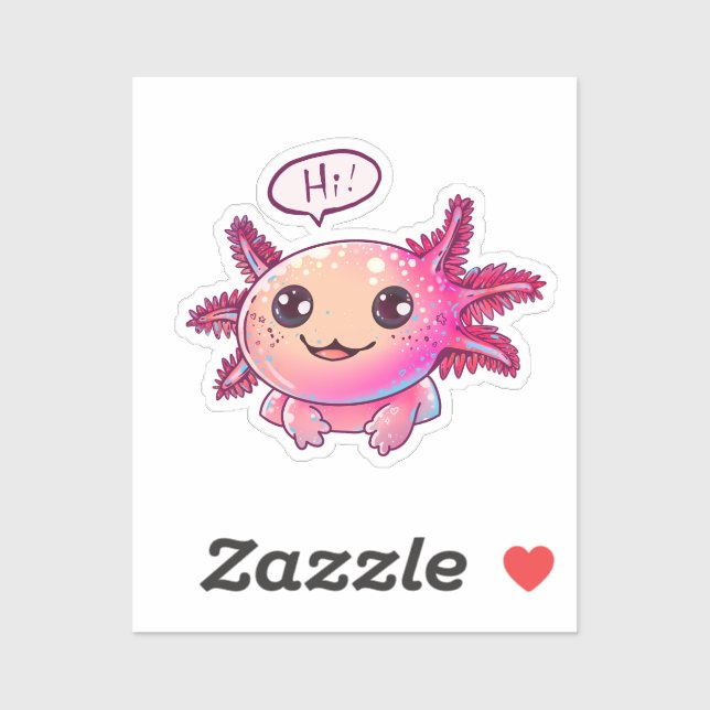 Niedliches Axolotl-Comic im Cartoon-Stil Aufkleber (Blatt)