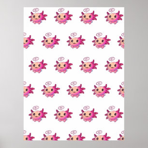 Niedliches Axolotl-Comic im Cartoon-Stil Poster