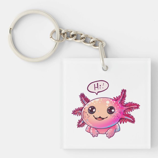Niedliches Axolotl-Comic im Cartoon-Stil Schlüsselanhänger (Vorderseite)