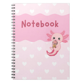 Niedliches Axolotl Drinking Bubble Tee Notebook Notizblock
