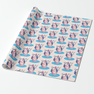 Niedliches Axolotl-Hören auf Musik Geschenkpapier