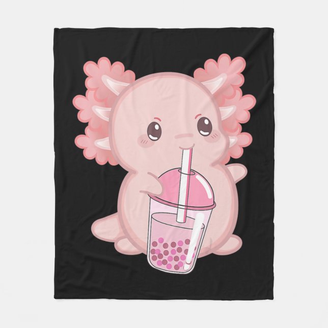 Niedliches Axolotl Japanisches Erdbeeren Milch Ani Fleecedecke (Vorderseite)
