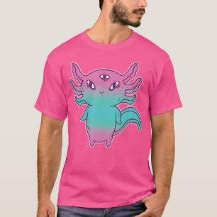 Niedliches Axolotl mit drei Augen Kawaii Amphibien T-Shirt