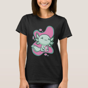 Niedliches Axolotl mit Erdbeermilch und Bubble Tee