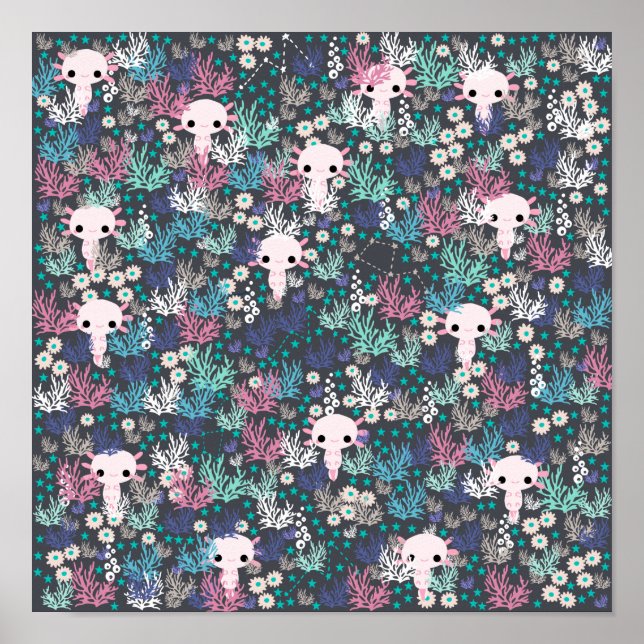 Niedliches Axolotl-Poster Poster (Vorne)