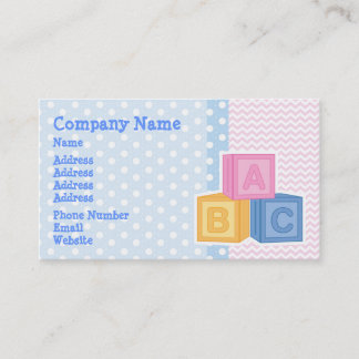 Niedliches Baby ABC blockiert Polka-Punkt Visitenkarte