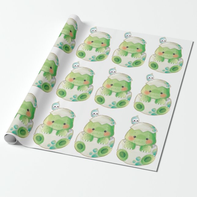 Niedliches Baby - Alligator und Vogel Geschenkpapier (Ungerollt)