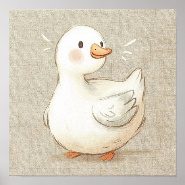 Niedliches Baby Animal Happling Duckling Kinderzim Poster (Vorne)
