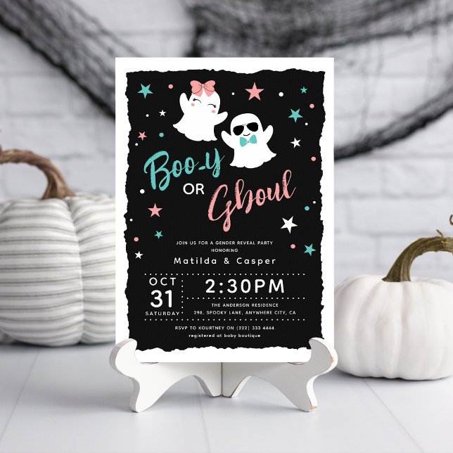 Niedliches Baby aus Boo-y oder Ghoul Gender Reveal Einladung (Cute Halloween Gender Reveal Invitation)