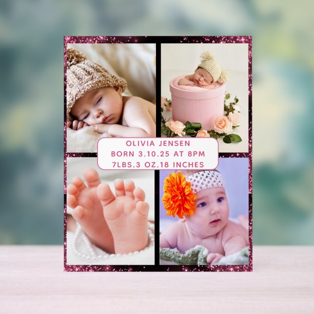 Niedliches Baby Baby Kind Geburtsstat 4 Foto Acrylschild (Neutral)