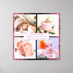 Niedliches Baby Baby Kind Geburtsstat 4 Foto Leinwanddruck