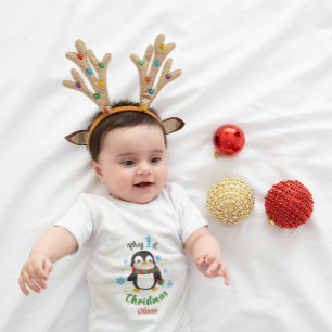 Niedliches Baby Baby's First Christmas Baby Pengui Baby Strampler