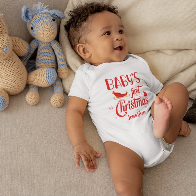 Niedliches Baby-Baby's First Christmas Santa's Sle Baby Strampler (Von Creator hochgeladen)