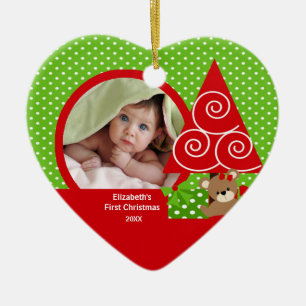 Niedliches Baby-Bärn-Mädchen-Foto-erste Keramikornament