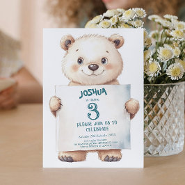 Niedliches Baby Bear and Sign Kindergeburtstag Par Einladung