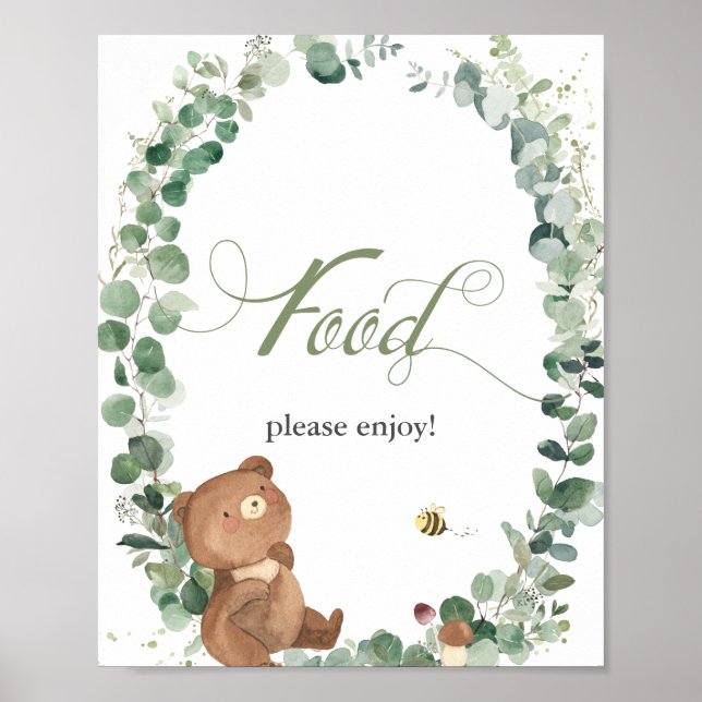 Niedliches Baby Bear Greenerity Baby Dusche Babyna Poster (Vorne)