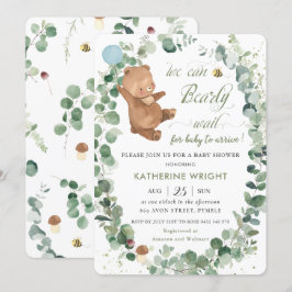 Niedliches Baby Bear Greenery Boy Baby Dusche Einl Einladung