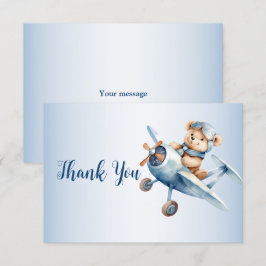 Niedliches Baby Bear Pilot Blue Flugzeug Schöne Dankeskarte