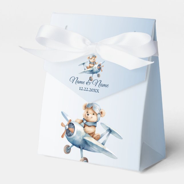 Niedliches Baby Bear Pilot Blue Flugzeug Schöne Geschenkschachtel (Vorderseite)