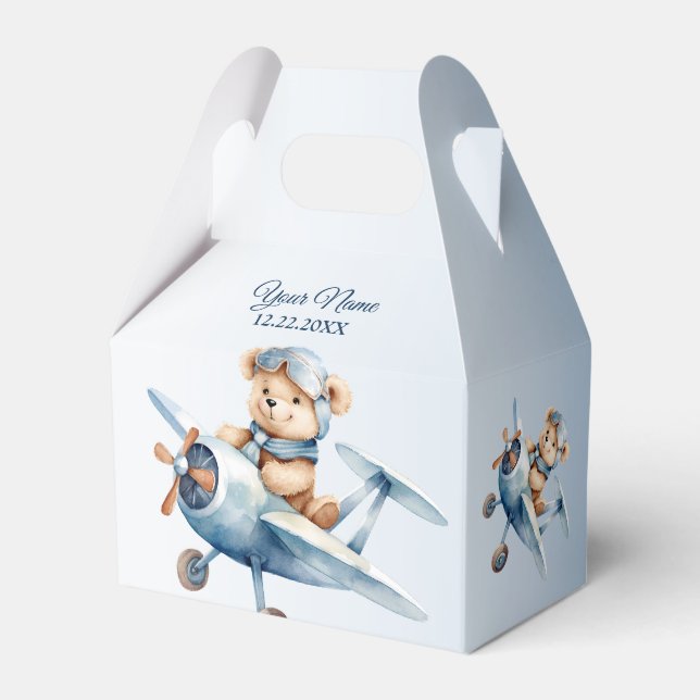 Niedliches Baby Bear Pilot Blue Flugzeug Schöne Geschenkschachtel (Vorderseite)