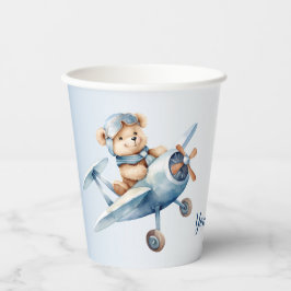 Niedliches Baby Bear Pilot Blue Flugzeug Schöne Pappbecher