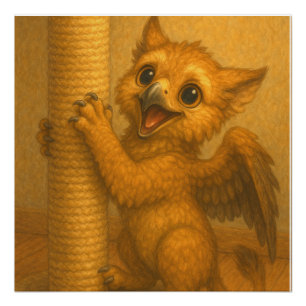 Niedliches Baby Big eye Gänin Kratzen Post Fantasy Poster