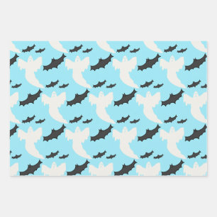 Niedliches Baby Blue Ghost Bat Wrapping Paper Set  Geschenkpapier Set