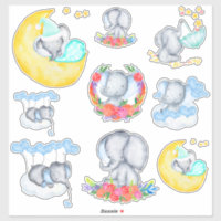 Niedliches Baby Boy Elephants Set 9 Vinyl