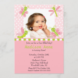 Niedliches Baby Bugs Foto Geburtstag Einladung