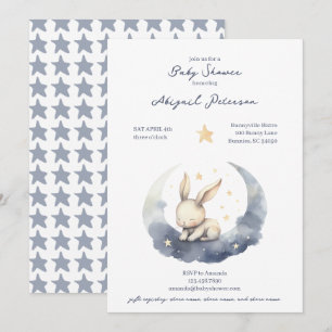 Niedliches Baby Bunny auf dem Mond mit Stars Baby  Einladung