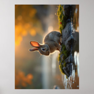 Niedliches Baby-Bunny im Herbst Poster