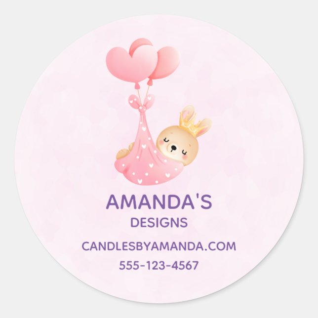 Niedliches Baby-Bunny im Herzen-Blanket-Geschäft Runder Aufkleber (Vorderseite)