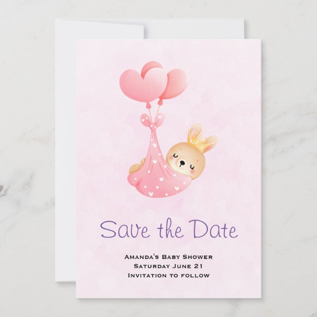Niedliches Baby Bunny im Herzen Blanket Save the D Save The Date (Vorderseite)