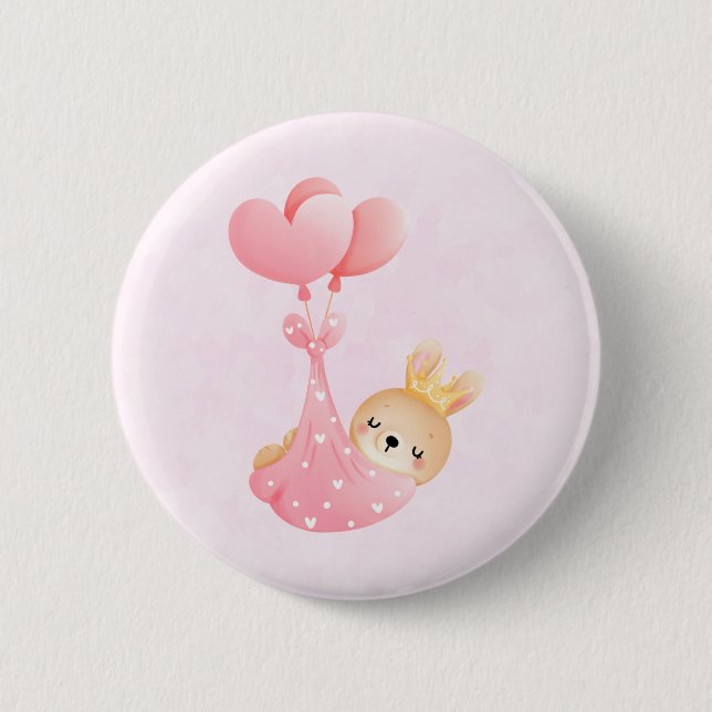 Niedliches Baby-Bunny im Herzen Button (Vorderseite)