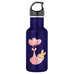 Niedliches Baby-Bunny im Herzen Edelstahlflasche