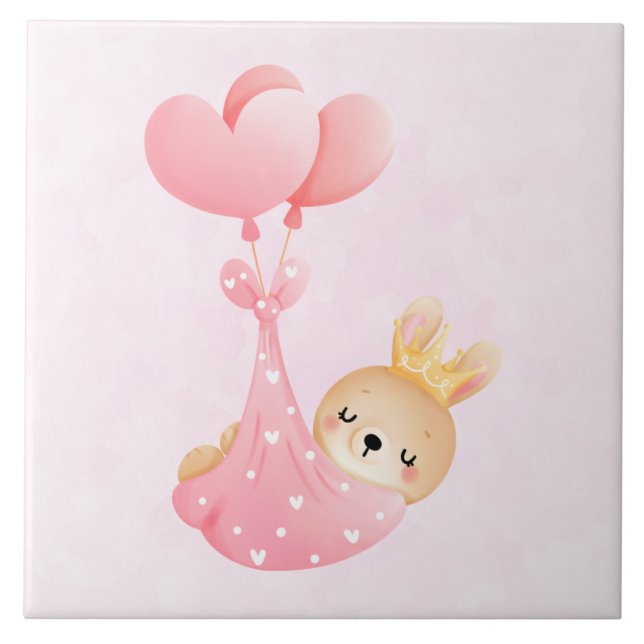 Niedliches Baby-Bunny im Herzen Fliese (Vorderseite)