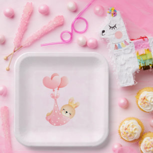 Niedliches Baby-Bunny im Herzen Pappteller