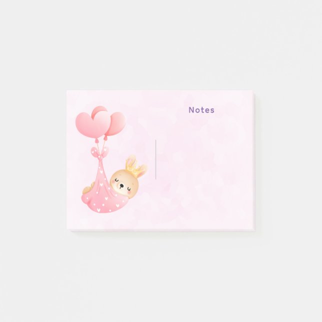 Niedliches Baby-Bunny im Herzen Post-it Klebezettel (Vorderseite)