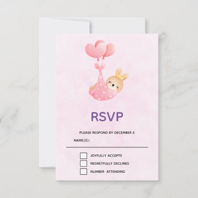 Niedliches Baby-Bunny im Herzen RSVP Karte (Vorderseite)