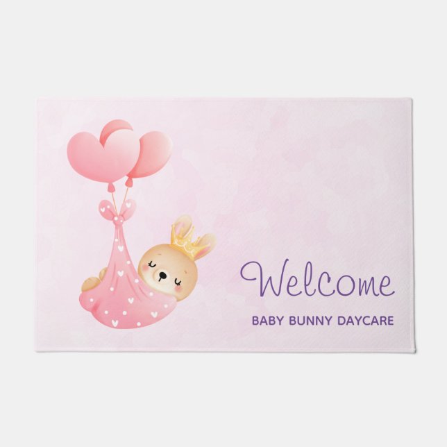 Niedliches Baby Bunny im Herzen willkommen Fußmatte (Vorderseite)