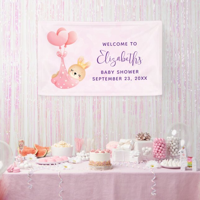 Niedliches Baby Bunny in einer Herz-Blanket Baby-D Banner (Party)