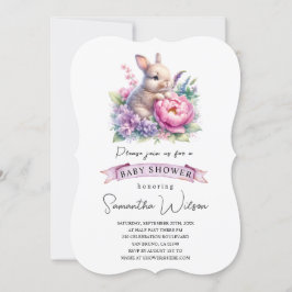 Niedliches Baby Bunny mit Blume Baby Dusche Einlad Einladung