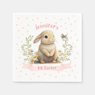 Niedliches Baby Bunny mit Butterfly 1. Osterfest P Serviette