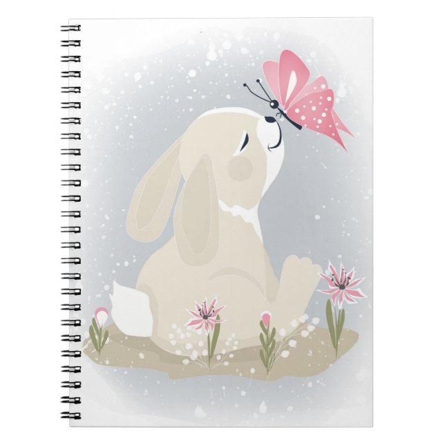 Niedliches Baby Bunny und Schmetterling. Notizblock (Vorderseite)