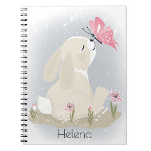 Niedliches Baby Bunny und Schmetterling. Notizbuch Notizblock