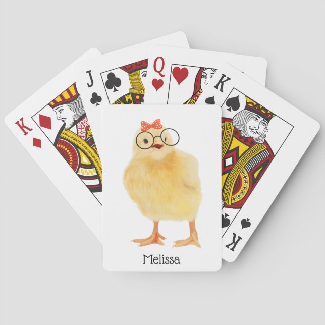 Niedliches Baby-Chick mit Brille Spielkarten (Rückseite)